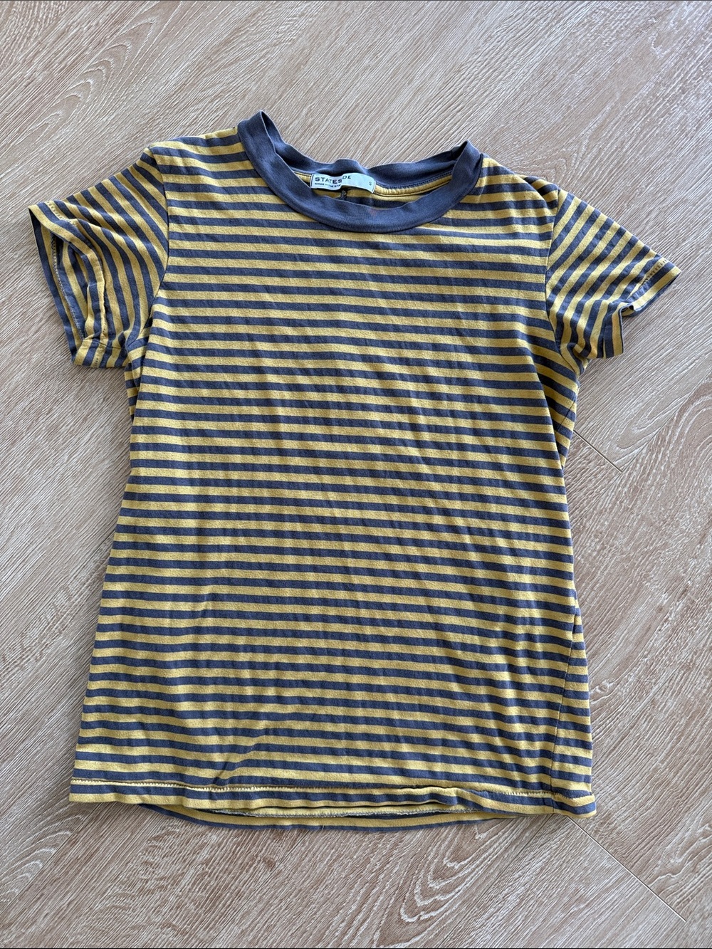 Stateside Yellow & Gray Striped Short Sleeve Tee Coastal